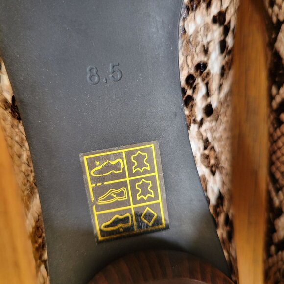 Jeffrey Campbell 8.5 Snake Print Pointed Toe Loafers Wooden Heel VIONA - Picture 4 of 8